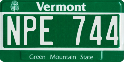 VT license plate NPE744