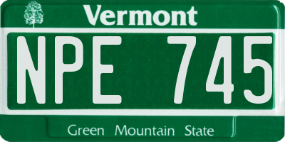 VT license plate NPE745