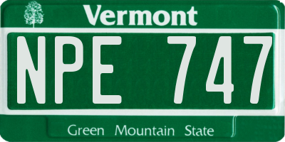 VT license plate NPE747
