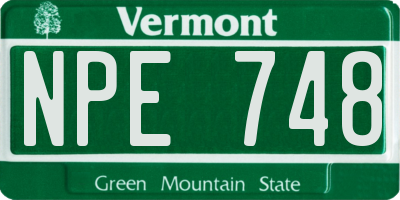 VT license plate NPE748
