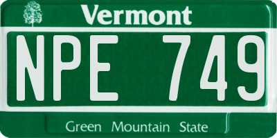 VT license plate NPE749