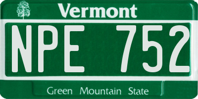 VT license plate NPE752