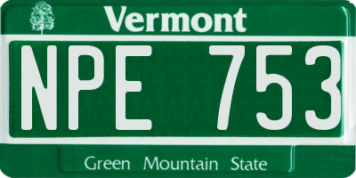 VT license plate NPE753