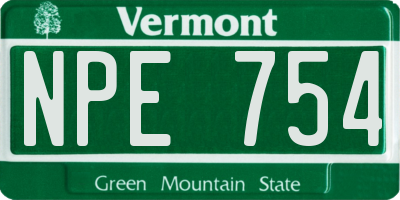 VT license plate NPE754