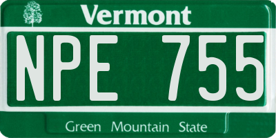 VT license plate NPE755