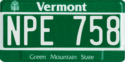 VT license plate NPE758