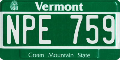 VT license plate NPE759