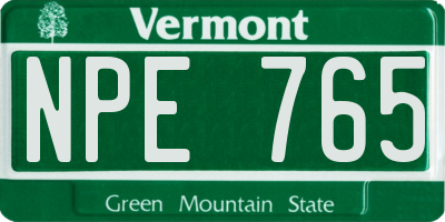 VT license plate NPE765