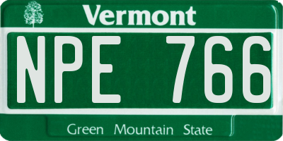 VT license plate NPE766