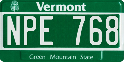 VT license plate NPE768