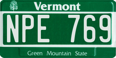 VT license plate NPE769