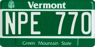 VT license plate NPE770