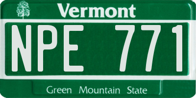 VT license plate NPE771