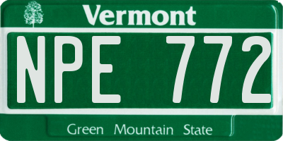 VT license plate NPE772