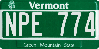 VT license plate NPE774
