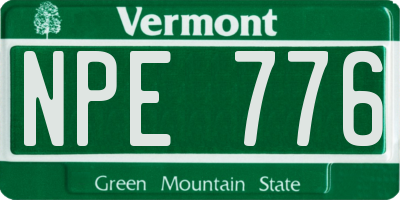 VT license plate NPE776