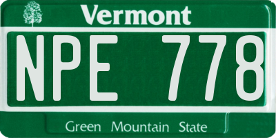 VT license plate NPE778