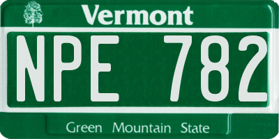 VT license plate NPE782