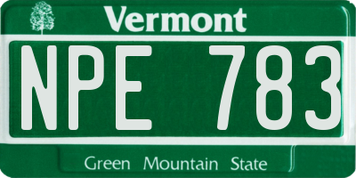 VT license plate NPE783