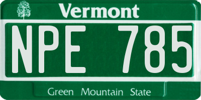 VT license plate NPE785