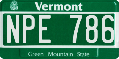 VT license plate NPE786