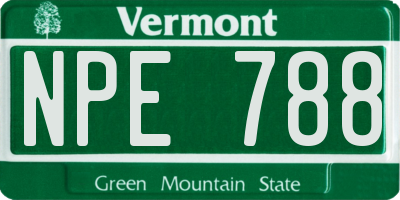 VT license plate NPE788