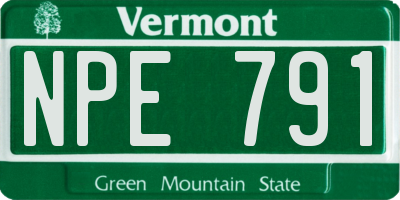 VT license plate NPE791