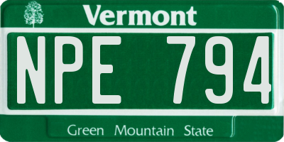VT license plate NPE794