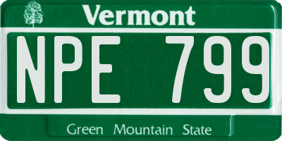 VT license plate NPE799