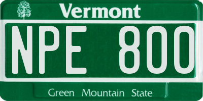 VT license plate NPE800