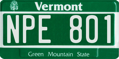VT license plate NPE801