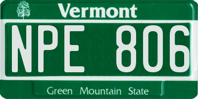 VT license plate NPE806