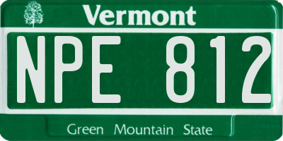 VT license plate NPE812
