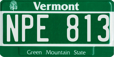 VT license plate NPE813