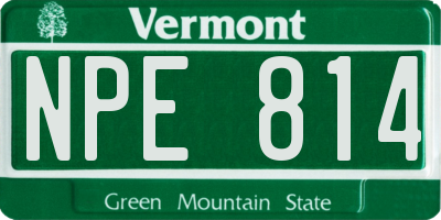 VT license plate NPE814