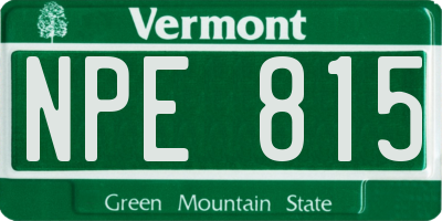 VT license plate NPE815