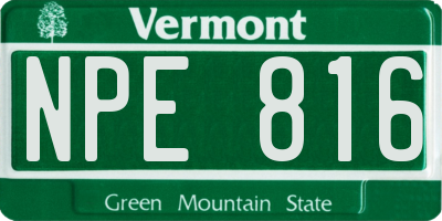 VT license plate NPE816