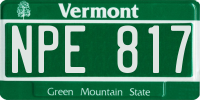 VT license plate NPE817