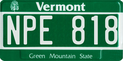 VT license plate NPE818