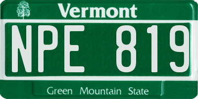 VT license plate NPE819