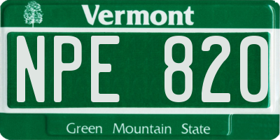 VT license plate NPE820