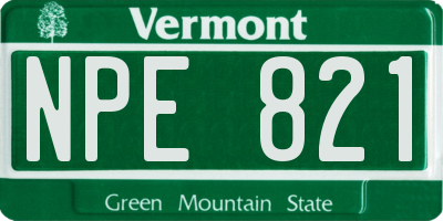 VT license plate NPE821