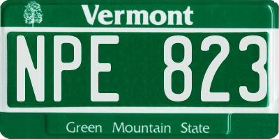 VT license plate NPE823