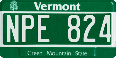 VT license plate NPE824