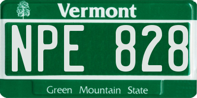 VT license plate NPE828