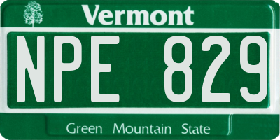 VT license plate NPE829