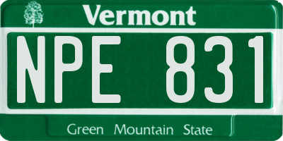 VT license plate NPE831