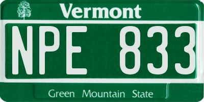 VT license plate NPE833