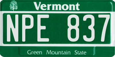 VT license plate NPE837