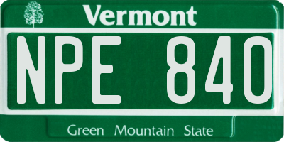 VT license plate NPE840
